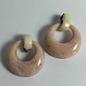 Earrings Vintage Pink Acrylic Chunky Doorknocker Retro Party Outfit